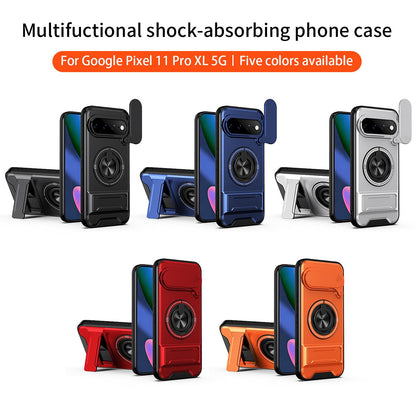 For Google Pixel 11 Pro XL Lens Sliding Window Multifunctional Magnetic Shockproof Phone Case(Black)