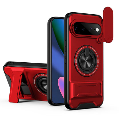 For Google Pixel 11 Pro XL Lens Sliding Window Multifunctional Magnetic Shockproof Phone Case(Red)