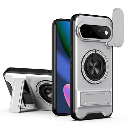 For Google Pixel 11 Pro XL Lens Sliding Window Multifunctional Magnetic Shockproof Phone Case(Titanium Gray)