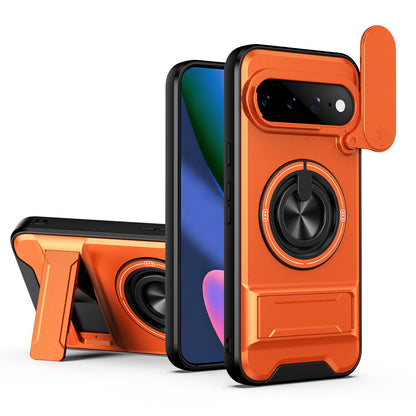 For Google Pixel 11 Pro XL Lens Sliding Window Multifunctional Magnetic Shockproof Phone Case(Orange)