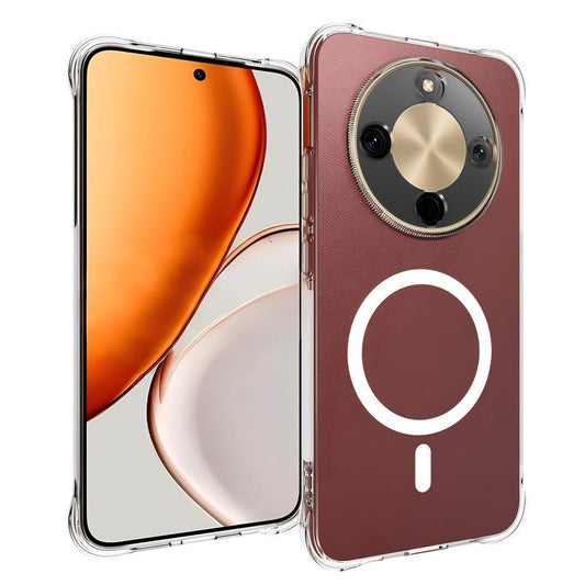 For Honor Magic8 Lite 5G WANLONFENG Transparent Magnetic Four-Corner Shockproof TPU Phone Case with Screen Film - Transparent - EDA009391604A