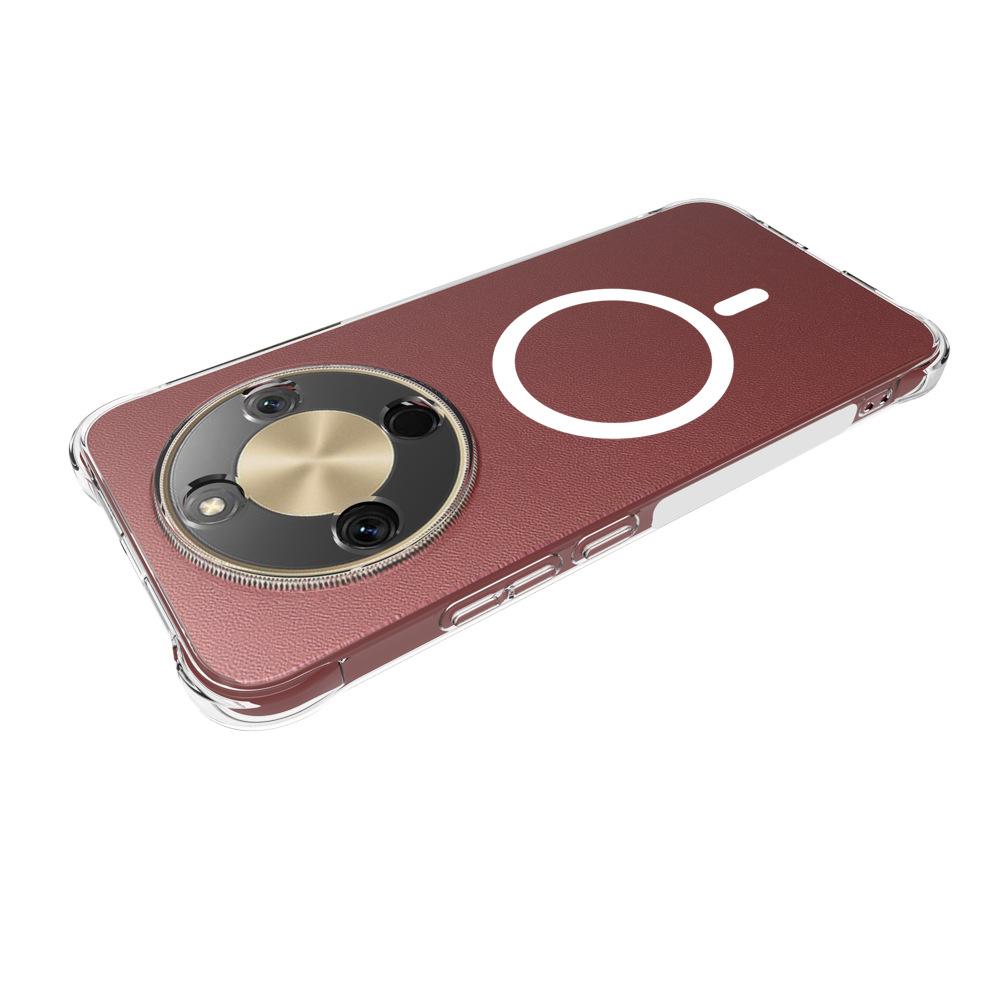 For Honor Magic8 Lite 5G WANLONFENG Transparent Magnetic Four-Corner Shockproof TPU Phone Case with Screen Film - Transparent - EDA009391604A