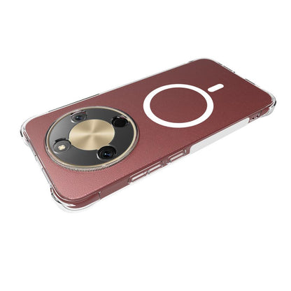 For Honor Magic8 Lite 5G WANLONFENG Transparent Magnetic Four-Corner Shockproof TPU Phone Case with Screen Film - Transparent - EDA009391604A