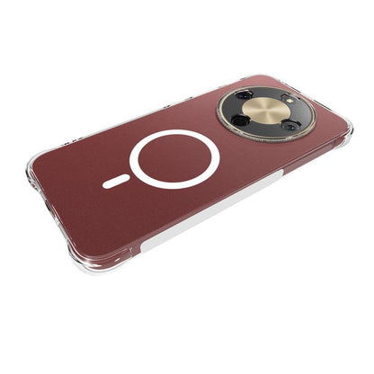 For Honor Magic8 Lite 5G WANLONFENG Transparent Magnetic Four-Corner Shockproof TPU Phone Case with Screen Film - Transparent - EDA009391604A