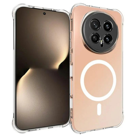 For Honor Magic8 5G WANLONFENG Transparent Magnetic Four-Corner Shockproof TPU Phone Case with Screen Film - Transparent - EDA009391605A