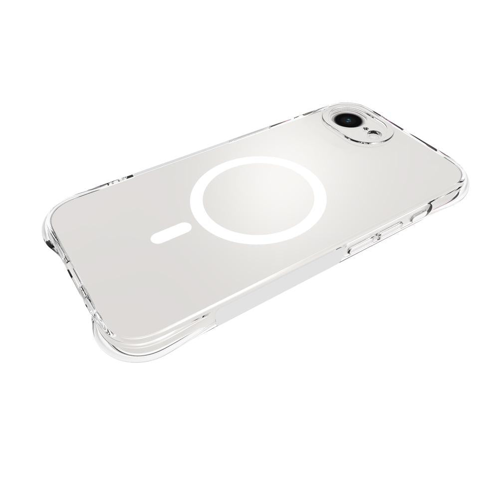 For iPhone 17e / 16e WANLONFENG Transparent Magnetic Four-Corner Shockproof TPU Phone Case with Screen Film(Transparent)