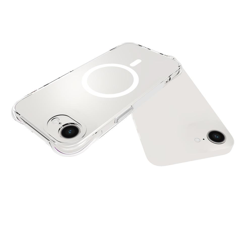 For iPhone 17e / 16e WANLONFENG Transparent Magnetic Four-Corner Shockproof TPU Phone Case with Screen Film(Transparent)