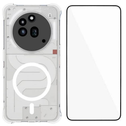 For Nothing Phone 3a Pro WANLONFENG Transparent Magnetic Four-Corner Shockproof TPU Phone Case with Screen Film - Transparent - EDA009391903A