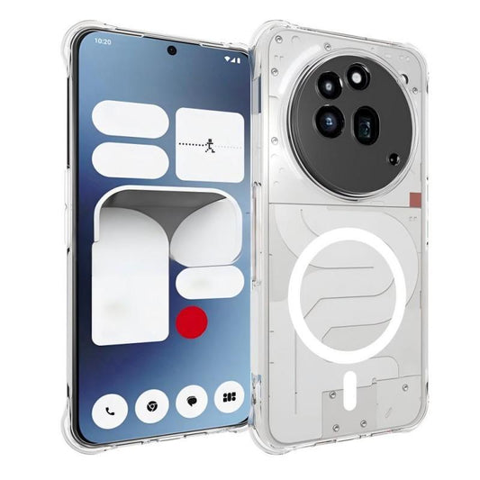 For Nothing Phone 3a Pro WANLONFENG Transparent Magnetic Four-Corner Shockproof TPU Phone Case with Screen Film - Transparent - EDA009391903A