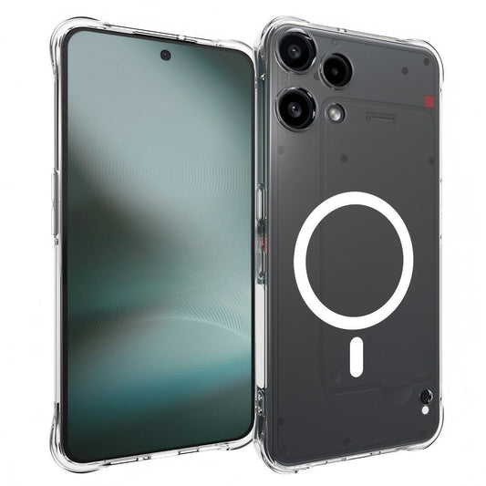 For Nothing Phone 3a Lite WANLONFENG Transparent Magnetic Four-Corner Shockproof TPU Phone Case with Screen Film - Transparent - EDA009391904A
