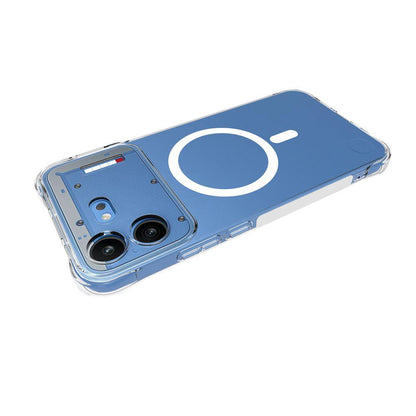For Nothing Phone 4b WANLONFENG Transparent Magnetic Four-Corner Shockproof TPU Phone Case with Screen Film(Transparent)