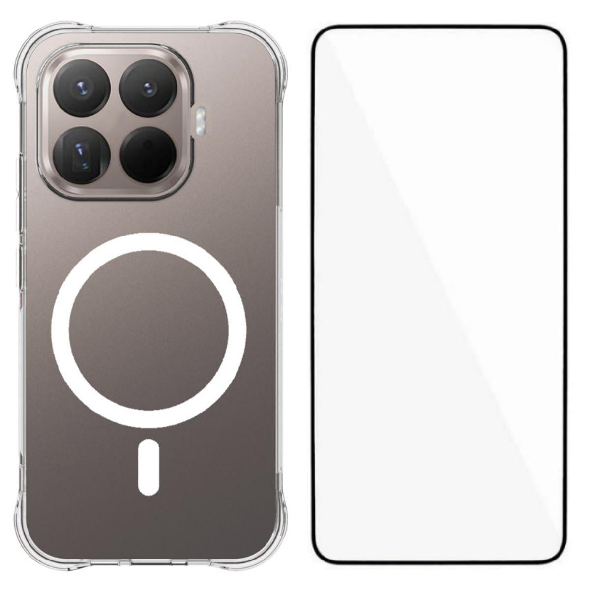 For Xiaomi 17T Pro 5G WANLONFENG Transparent Magnetic Four-Corner Shockproof TPU Phone Case with Screen Film - Transparent - EDA009392304A