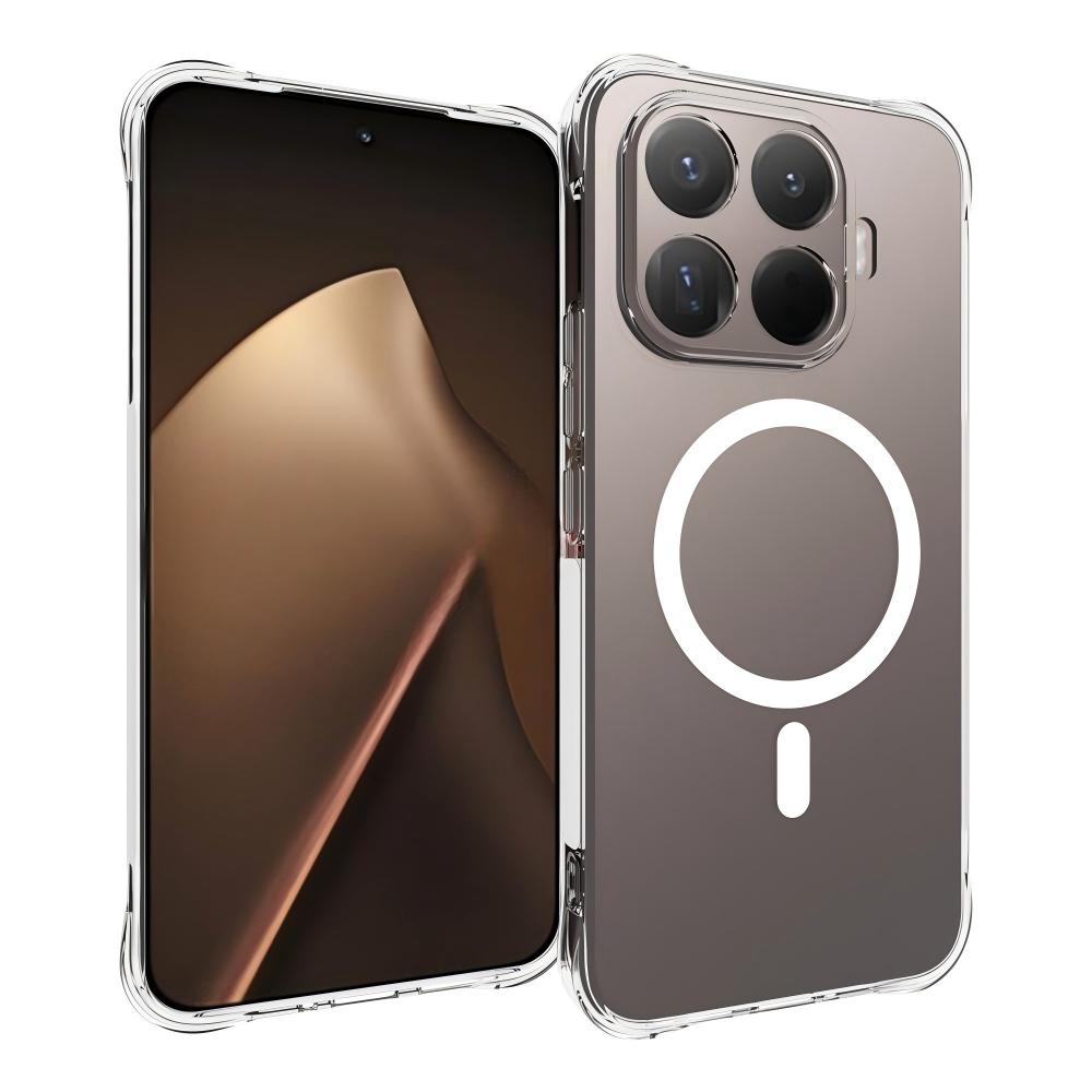 For Xiaomi 17T Pro 5G WANLONFENG Transparent Magnetic Four-Corner Shockproof TPU Phone Case with Screen Film - Transparent - EDA009392304A
