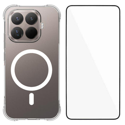 For Xiaomi 17T 5G WANLONFENG Transparent Magnetic Four-Corner Shockproof TPU Phone Case with Screen Film - Transparent - EDA009392305A