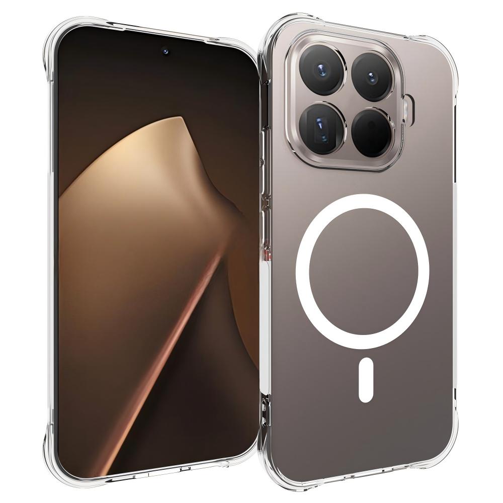 For Xiaomi 17T 5G WANLONFENG Transparent Magnetic Four-Corner Shockproof TPU Phone Case with Screen Film - Transparent - EDA009392305A