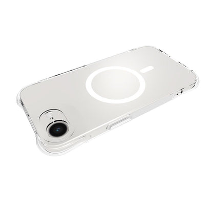 For iPhone 17e / 16e WANLONFENG Transparent Magnetic Four-Corner Shockproof TPU Phone Case with 2pcs Screen Films(Transparent)