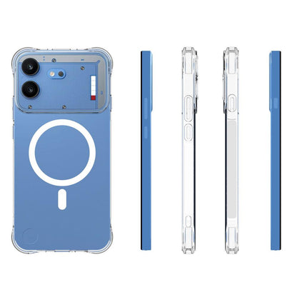 For Nothing Phone 4b WANLONFENG Transparent Magnetic Four-Corner Shockproof TPU Phone Case with 2pcs Screen Films(Transparent)