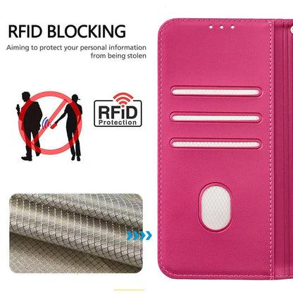 For Redmi K90 ProMax / Poco F8 Ultra Cat Butterfly Embossed RFID Vegan Leather Phone Case with Strap(Rose Red)
