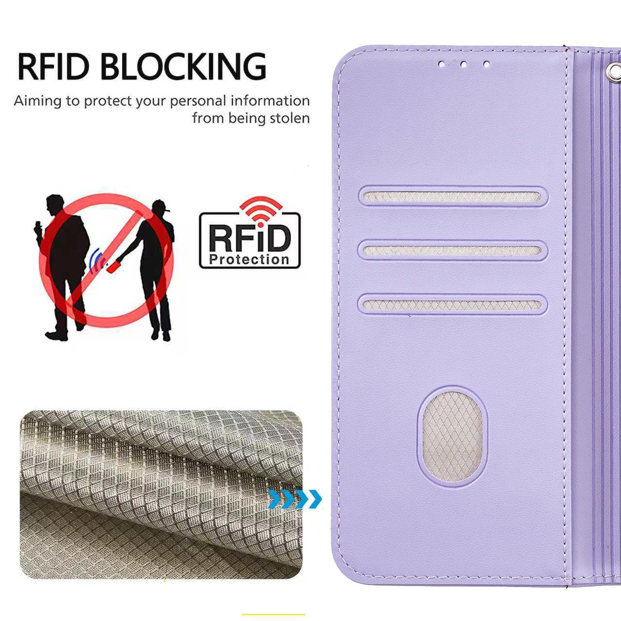 For Redmi K90 ProMax / Poco F8 Ultra Cat Butterfly Embossed RFID Vegan Leather Phone Case with Strap(Light Purple)