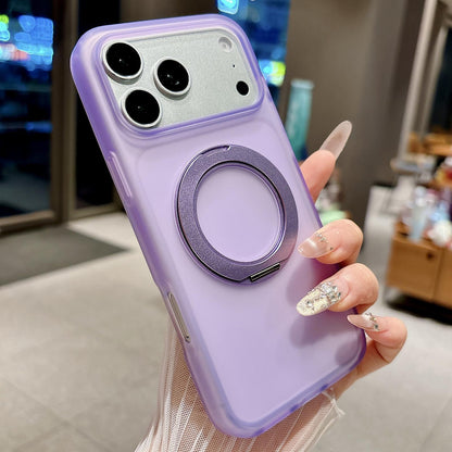 For iPhone 18 Pro Max Skin Feel 360 Degrees Rotating Holder PC Hybrid TPU Magnetic Phone Case - Purple - EDA009401920D