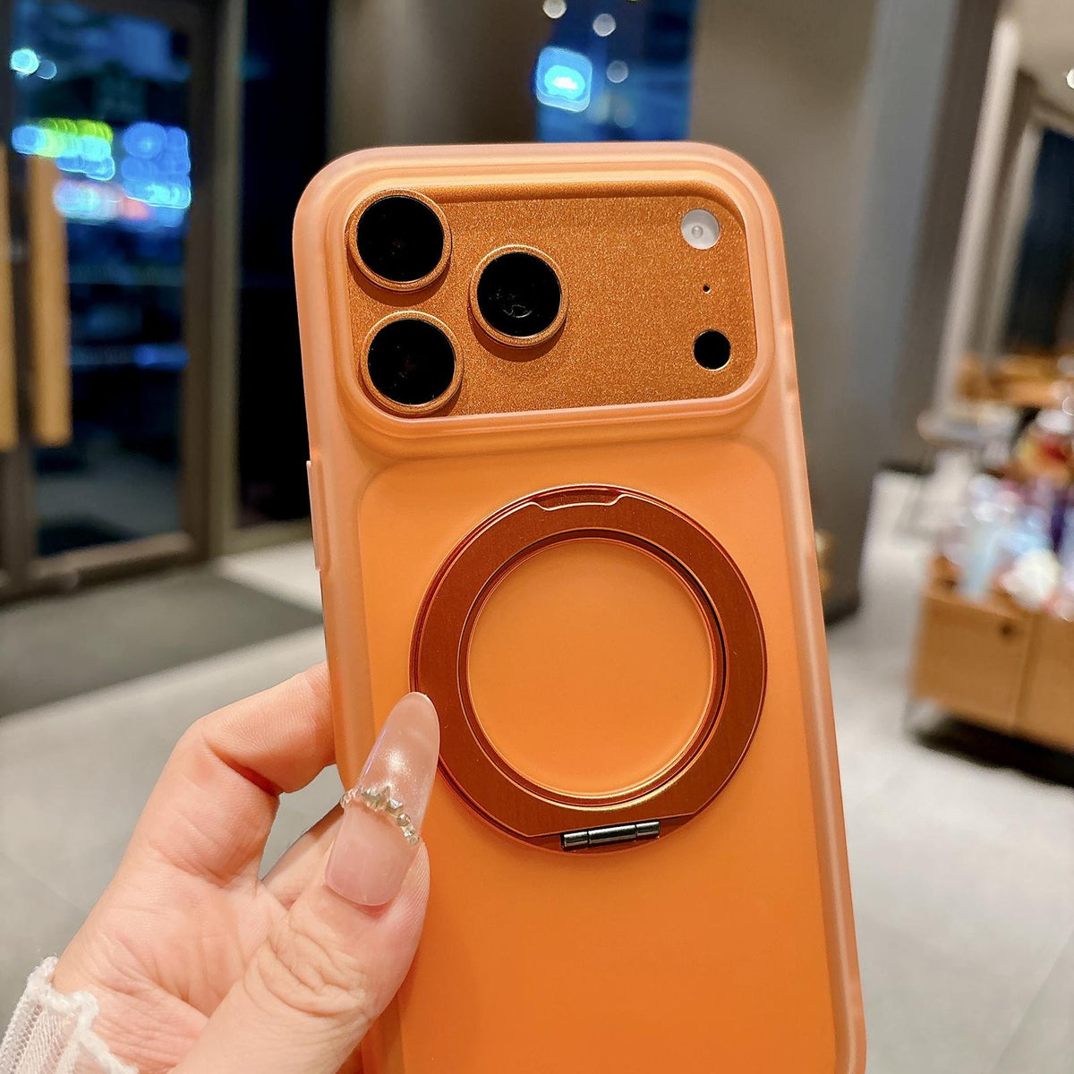 For iPhone 18 Pro Max Skin Feel 360 Degrees Rotating Holder PC Hybrid TPU Magnetic Phone Case - Pink - EDA009401920A