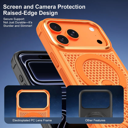 For iPhone 18 Pro Colorful Hollowed Cooling 360 Degree Rotation Ring Holder Magnetic Phone Case(Wine Red)
