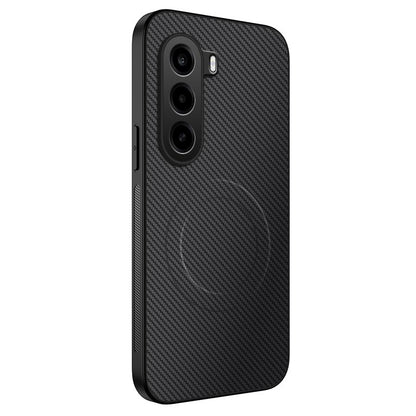 For OnePlus Turbo 6X / Realme P4x 5G WANLONFENG TQ Series Magnetic Carbon Fiber Texture PC Hybrid TPU Phone Case - Black - EDA009407304A