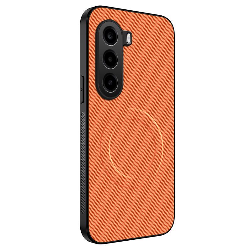 For OnePlus Turbo 6X / Realme P4x 5G WANLONFENG TQ Series Magnetic Carbon Fiber Texture PC Hybrid TPU Phone Case - Orange - EDA009407304E