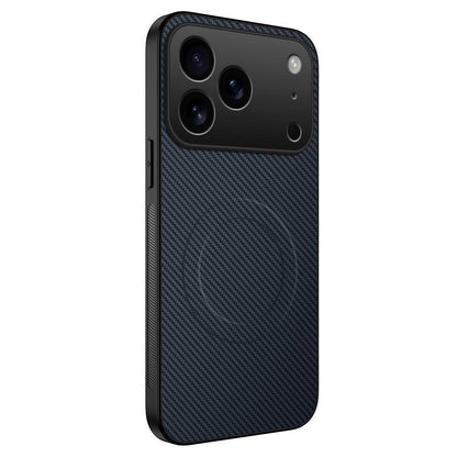 For iPhone 18 Pro WANLONFENG TQ Series Magnetic Carbon Fiber Texture PC Hybrid TPU Phone Case(Sapphire Blue)