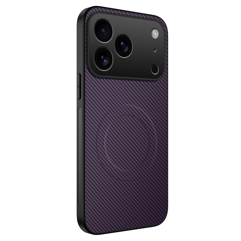 For iPhone 18 Pro WANLONFENG TQ Series Magnetic Carbon Fiber Texture PC Hybrid TPU Phone Case(Purple)