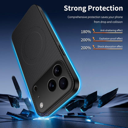 For iPhone 18 Pro WANLONFENG TQ Series Magnetic Carbon Fiber Texture PC Hybrid TPU Phone Case(Orange)
