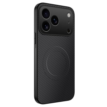For iPhone 18 Pro Max WANLONFENG TQ Series Magnetic Carbon Fiber Texture PC Hybrid TPU Phone Case(Black)