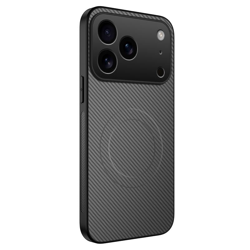 For iPhone 18 Pro Max WANLONFENG TQ Series Magnetic Carbon Fiber Texture PC Hybrid TPU Phone Case(Grey)