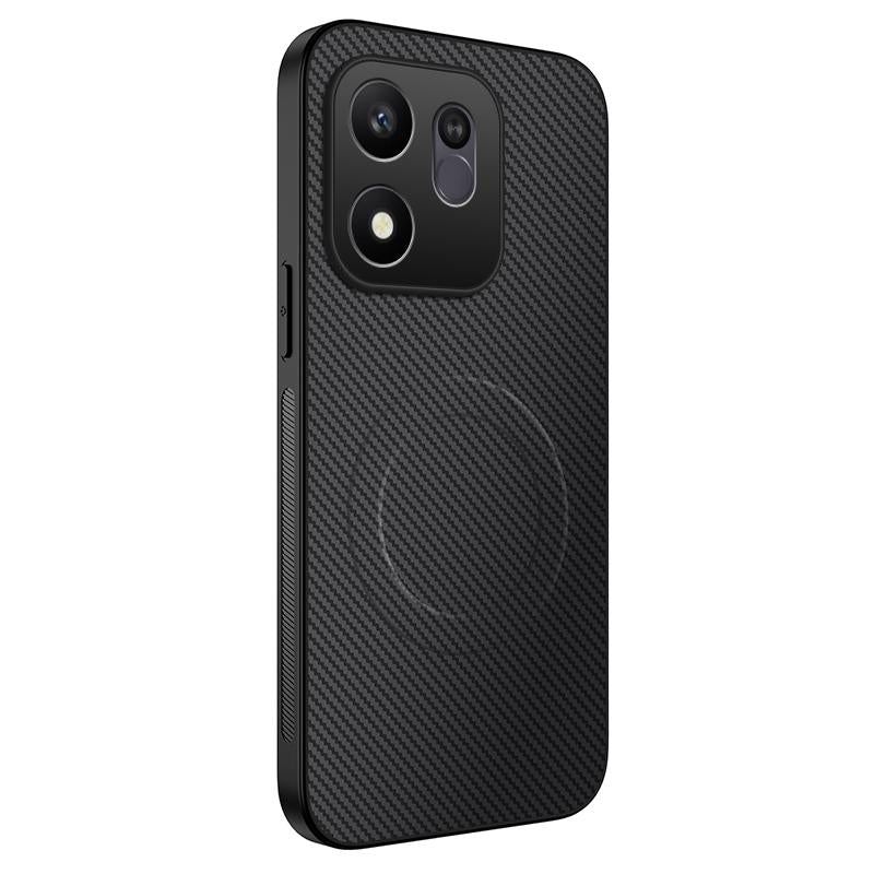 For Honor 600 Smart 5G WANLONFENG TQ Series Magnetic Carbon Fiber Texture PC Hybrid TPU Phone Case(Black)