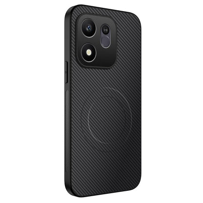 For Honor 600 Smart 5G WANLONFENG TQ Series Magnetic Carbon Fiber Texture PC Hybrid TPU Phone Case(Black)