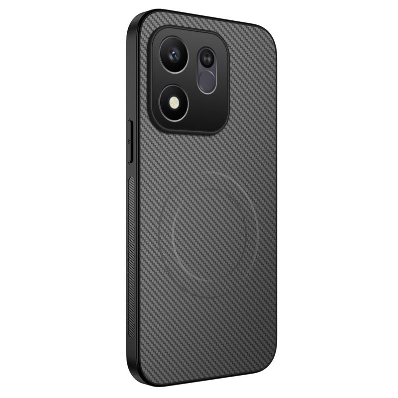 For Honor 600 Smart 5G WANLONFENG TQ Series Magnetic Carbon Fiber Texture PC Hybrid TPU Phone Case(Grey)