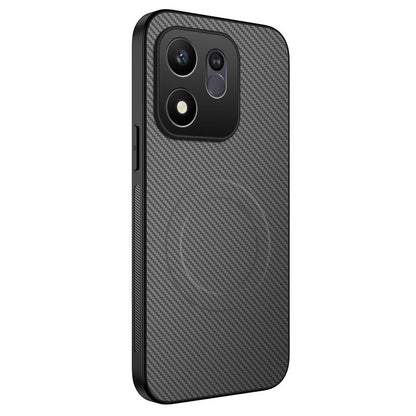 For Honor 600 Smart 5G WANLONFENG TQ Series Magnetic Carbon Fiber Texture PC Hybrid TPU Phone Case(Grey)