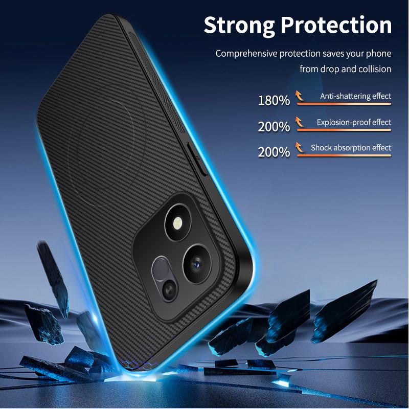 For Honor 600 Smart 5G WANLONFENG TQ Series Magnetic Carbon Fiber Texture PC Hybrid TPU Phone Case(Sapphire Blue)