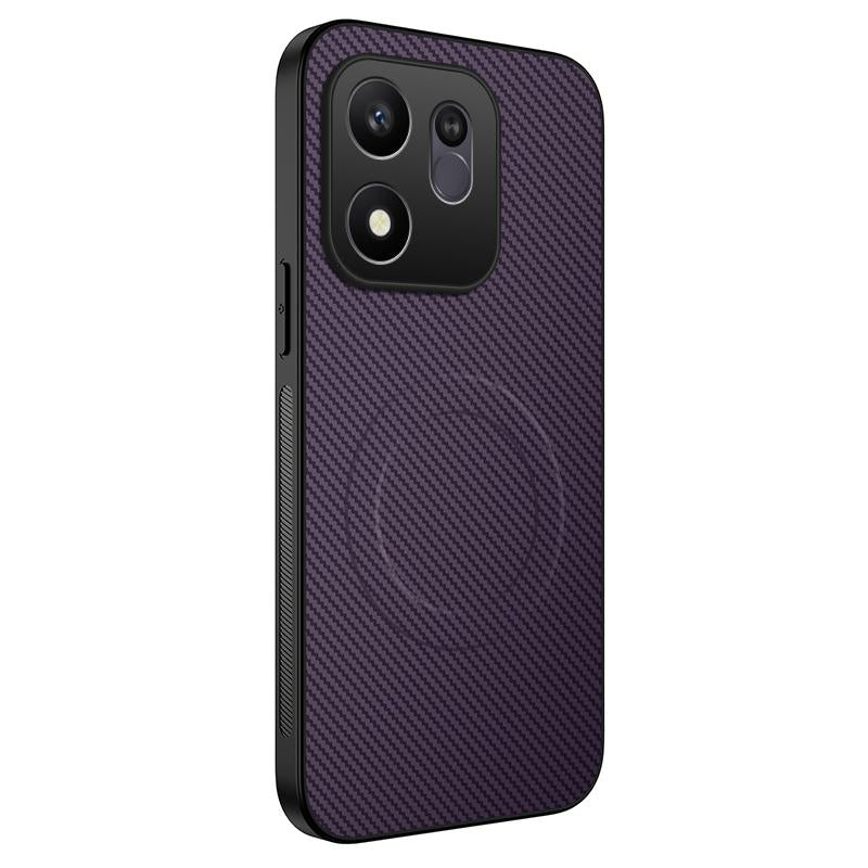 For Honor 600 Smart 5G WANLONFENG TQ Series Magnetic Carbon Fiber Texture PC Hybrid TPU Phone Case(Purple)