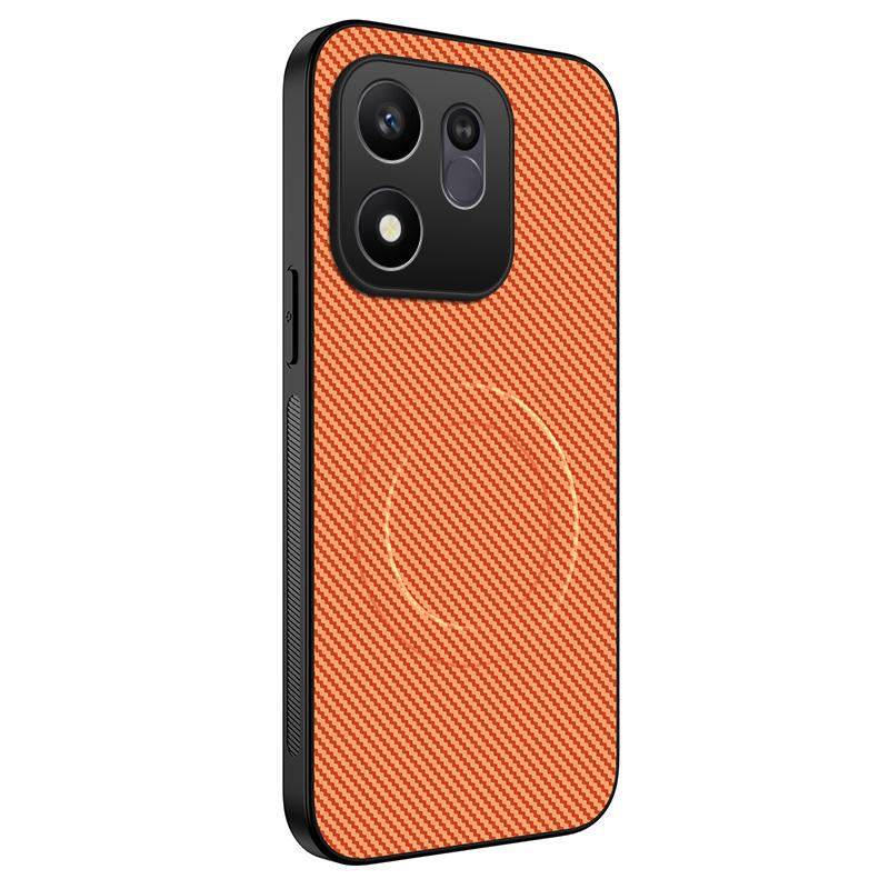 For Honor 600 Smart 5G WANLONFENG TQ Series Magnetic Carbon Fiber Texture PC Hybrid TPU Phone Case(Orange)