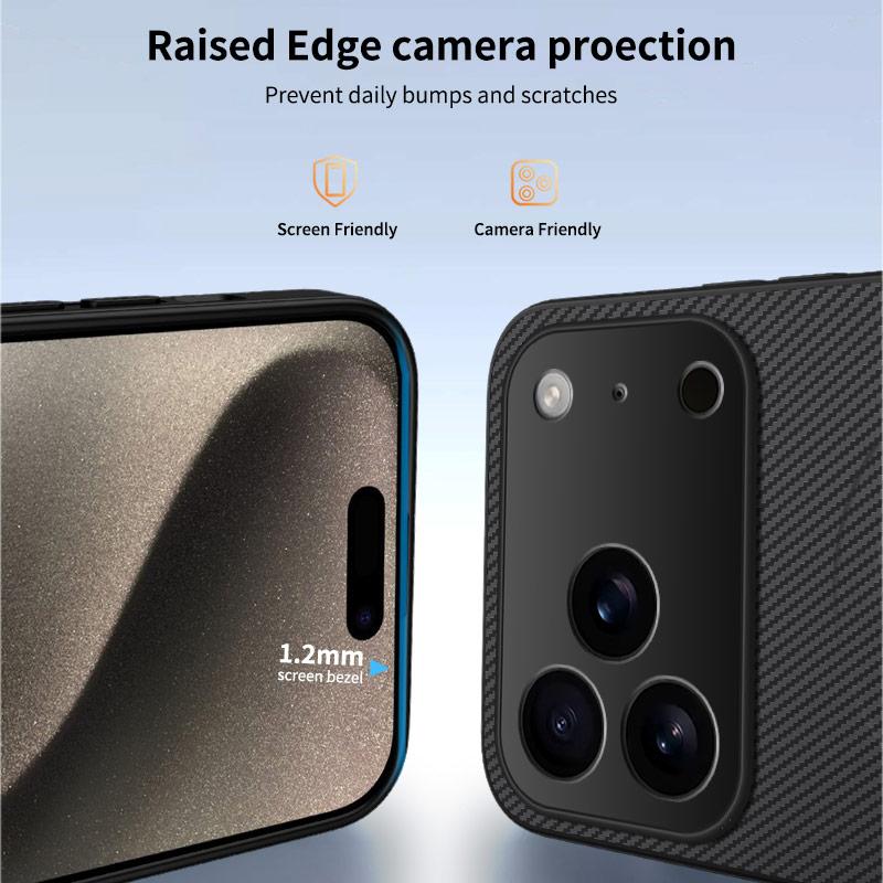 For iPhone 18 Pro WANLONFENG TQ1 Series Magnetic Carbon Fiber Texture Phone Case with 2pcs Screen Films(Sapphire Blue)