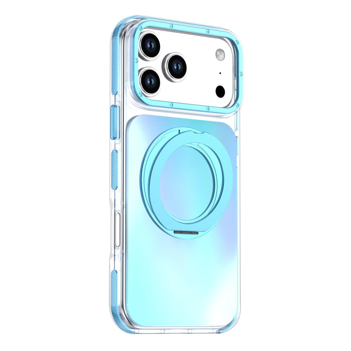 For iPhone 17 Pro Max Dual Color Gradient Discolor 360 Degree Rotation Holder Magnetic Phone Case - Blue - EDA009413601F