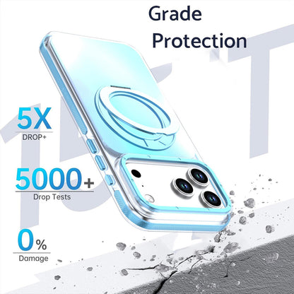 For iPhone 17 Pro Max Dual Color Gradient Discolor 360 Degree Rotation Holder Magnetic Phone Case - Blue - EDA009413601F