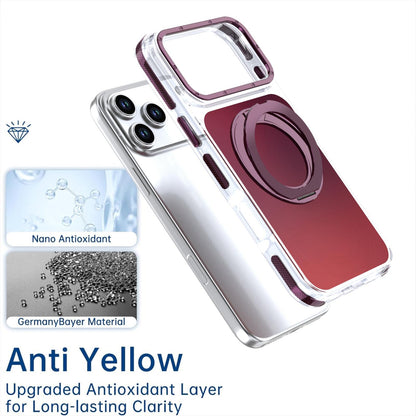 For iPhone 17 Pro Max Dual Color Gradient Discolor 360 Degree Rotation Holder Magnetic Phone Case - Cherry Red - EDA009413601G