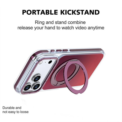 For iPhone 17 Pro Max Dual Color Gradient Discolor 360 Degree Rotation Holder Magnetic Phone Case - Cherry Red - EDA009413601G