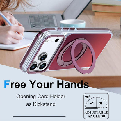 For iPhone 17 Pro Max Dual Color Gradient Discolor 360 Degree Rotation Holder Magnetic Phone Case - Cherry Red - EDA009413601G