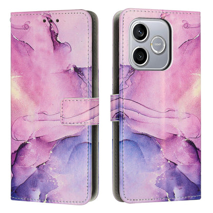 For Honor 600 Smart 5G Painted Marble Pattern Leather Phone Case - Purple - EDA009416704A