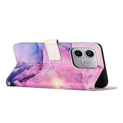 For Honor 600 Smart 5G Painted Marble Pattern Leather Phone Case - Purple - EDA009416704A