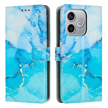For Honor 600 Smart 5G Painted Marble Pattern Leather Phone Case - Blue Green - EDA009416704B