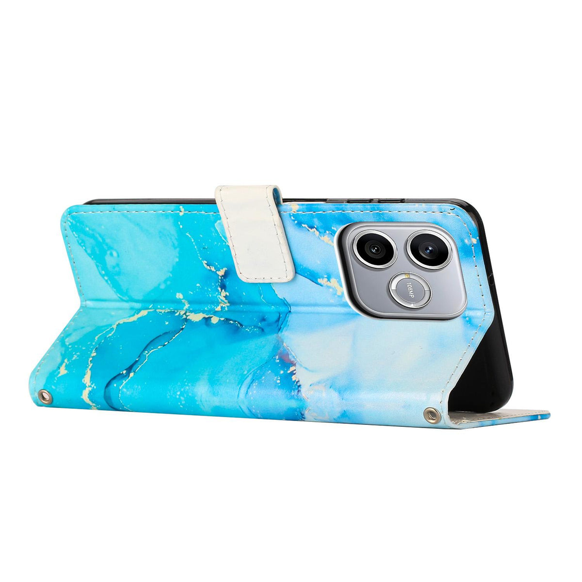 For Honor 600 Smart 5G Painted Marble Pattern Leather Phone Case - Blue Green - EDA009416704B